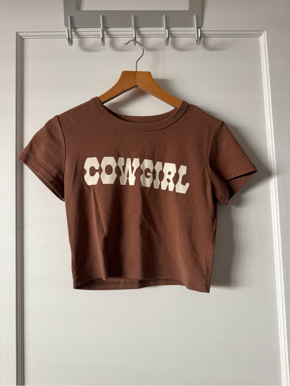 Cowgirl Graphic Babydoll Crop Tee - Brown